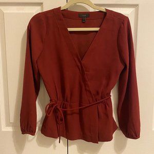 J.Crew Wrap top in Burgundy Size 2